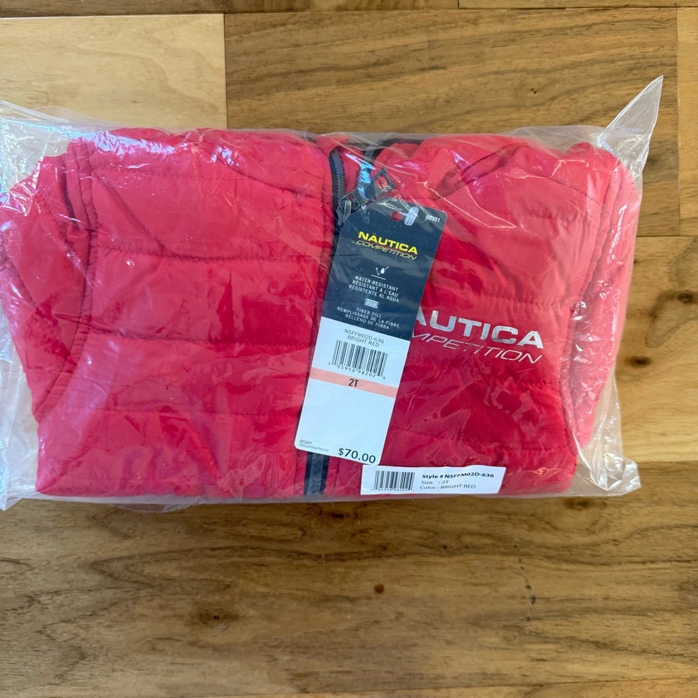 Brand New Nautica Toddler Boys Packable Red Puffer Jacket, Size 2T, NWT - Picture 2 of 4
